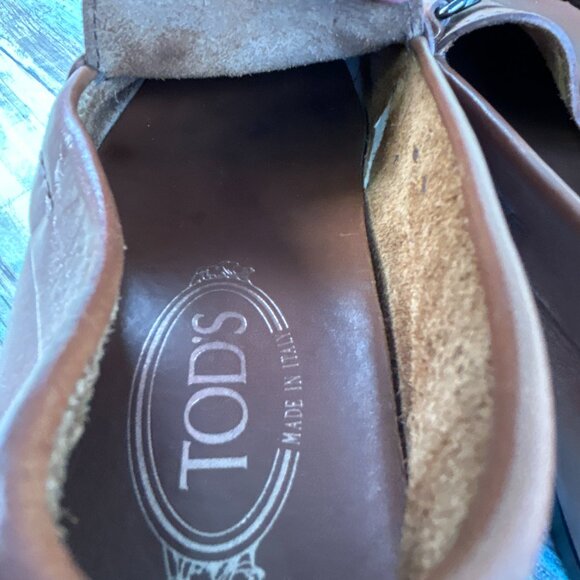 Tods Mens Horsebit Driving Loafers Size 7 Brown Leather Handmade Slip On Shoes main image 9
